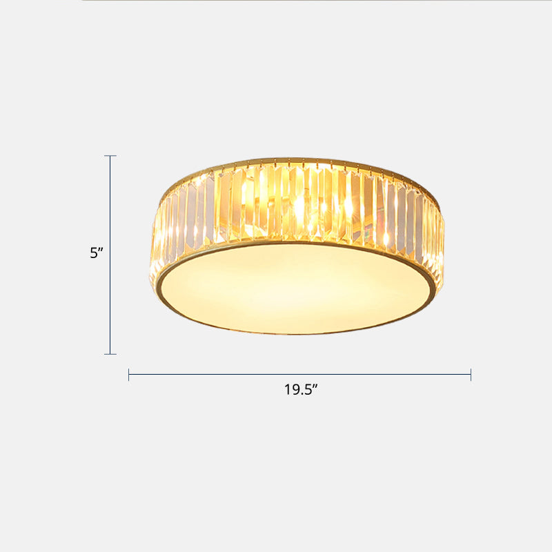 Modern Led Crystal Drum Flush Mount Ceiling Light Fixture For Bedrooms Gold / 19.5