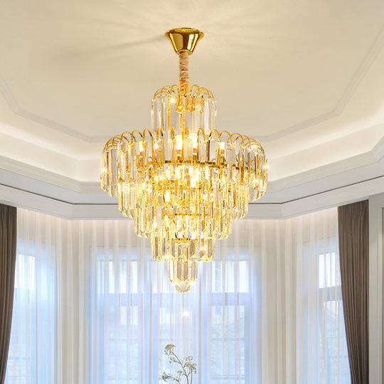 K9 Crystal Cone Shaped Hanging Light: Modern & Luxurious Chandelier For Restaurants