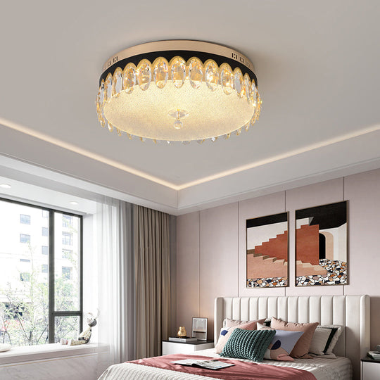 Minimalist Led Ceiling Light With Crystal Shade - Clear Flush Mount For Bedrooms