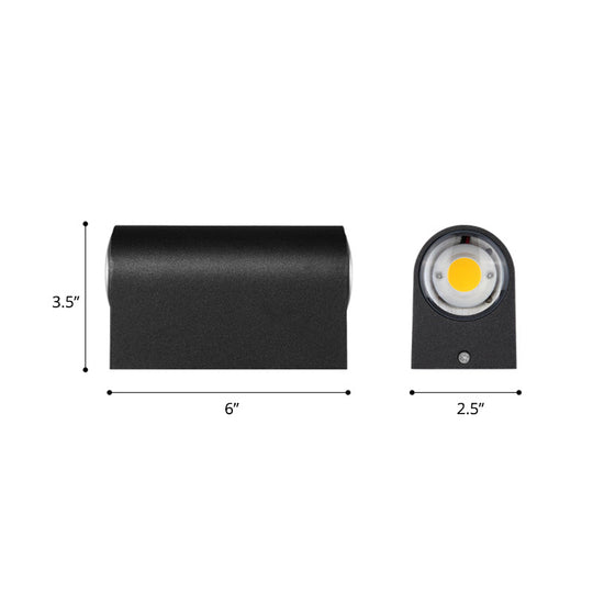Outdoor Wall Led Sconce Lamp: Tube Shaped Metallic Minimalism Black
