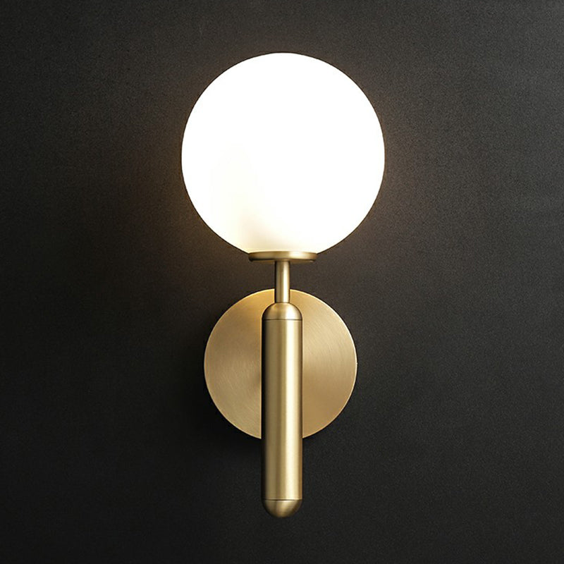 Modern Glass Ball Wall Mount Light With Brass Finish Perfect Sconce Lamp For Living Room