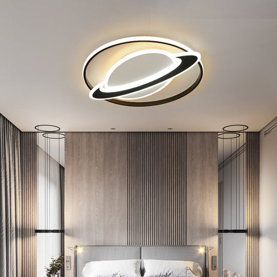 Planet Kids Bedroom Flushmount Lighting Black Led Ceiling Light / 16.5 Third Gear
