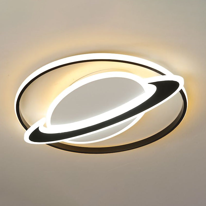 Planet Kids Bedroom Flushmount Lighting Black Led Ceiling Light / 16.5 Remote Control Stepless