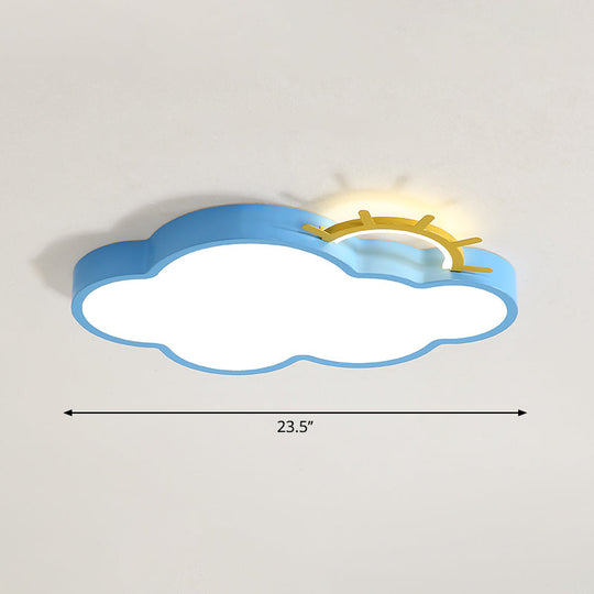 Sunrise Cartoon Led Flushmount Ceiling Light For Kids Bedroom Blue / Remote Control Stepless