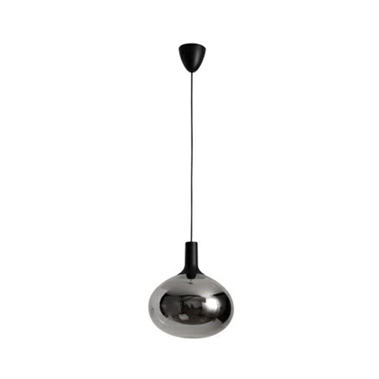 Modern Black Glass Hanging Lamp - Elliptical Suspended Lighting Fixture For Restaurants Smoke Gray
