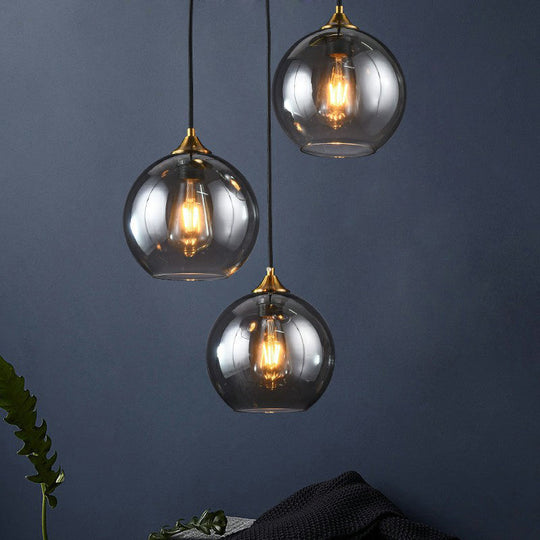 Sleek Postmodern Glass Suspension Pendant Light - 3-Light Ceiling Lamp For Dining Room