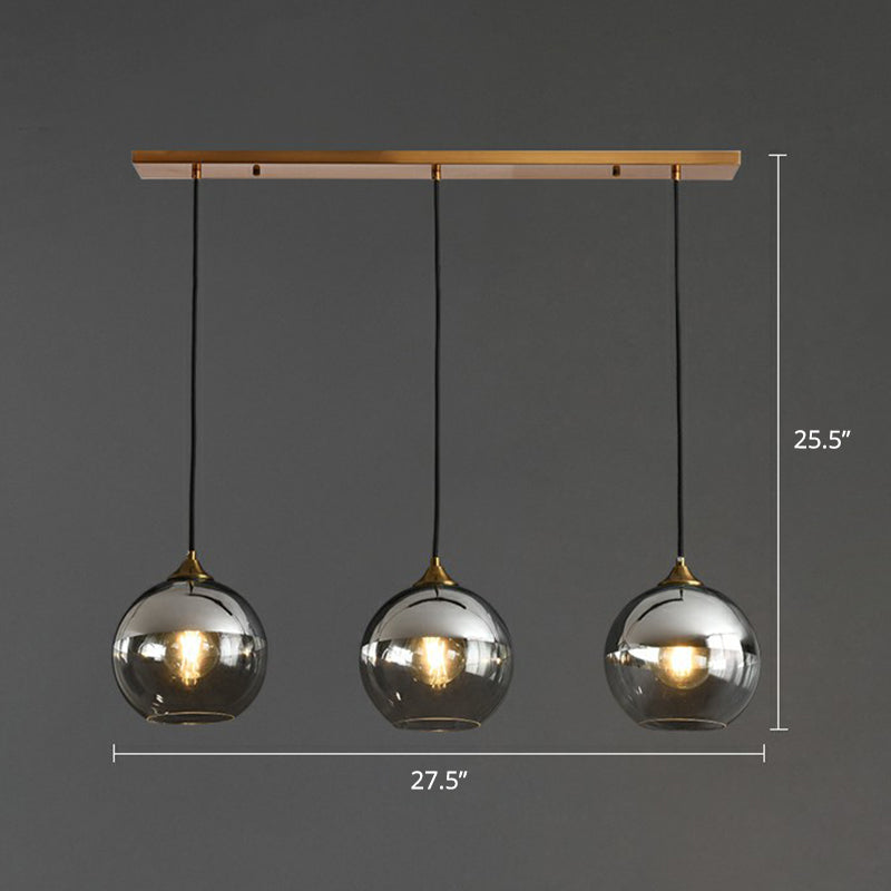 Sleek Postmodern Glass Suspension Pendant Light - 3-Light Ceiling Lamp For Dining Room Silver /