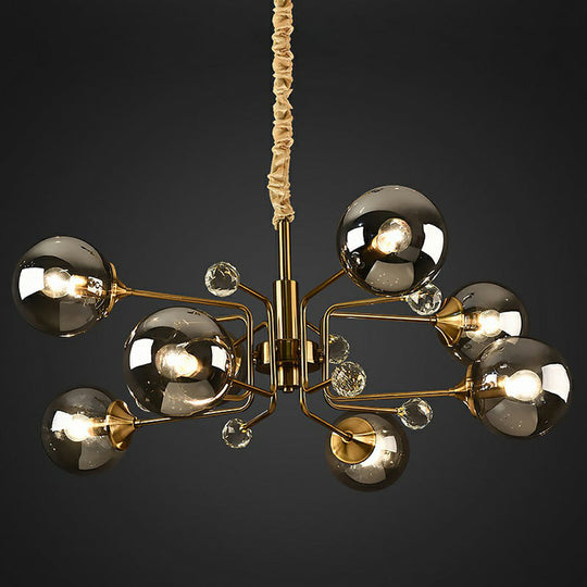 Post-Modern Glass Ceiling Light: Brass Modo Hanging Chandelier For Living Room