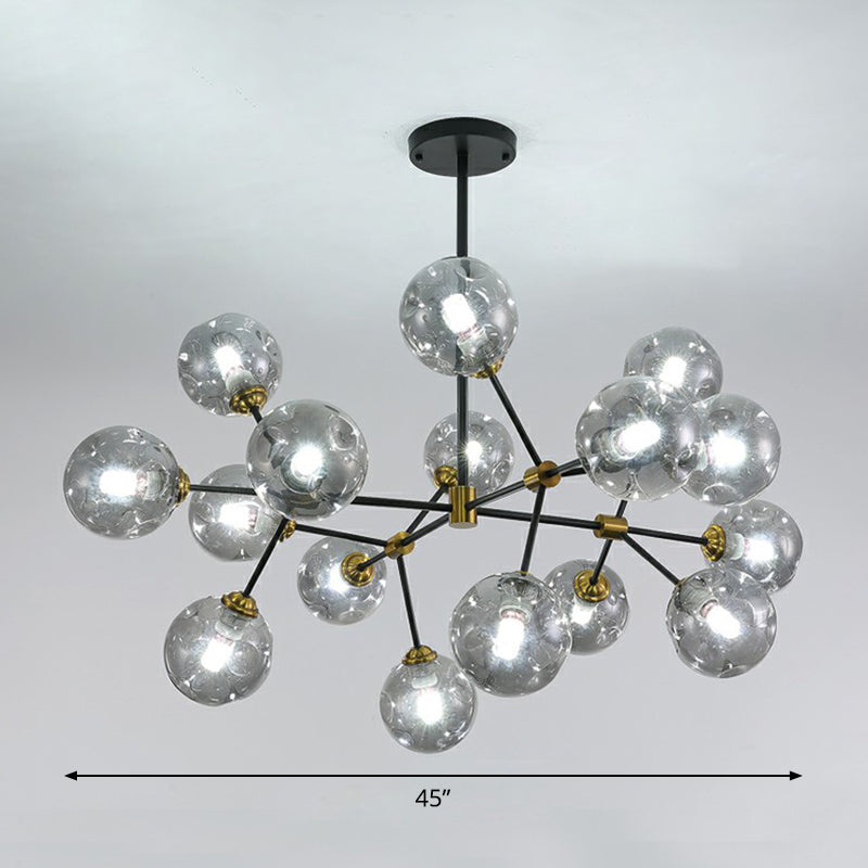 Black Nordic Glass Chandelier With Tree Branch Design For Living Room 16 / Smoke Gray