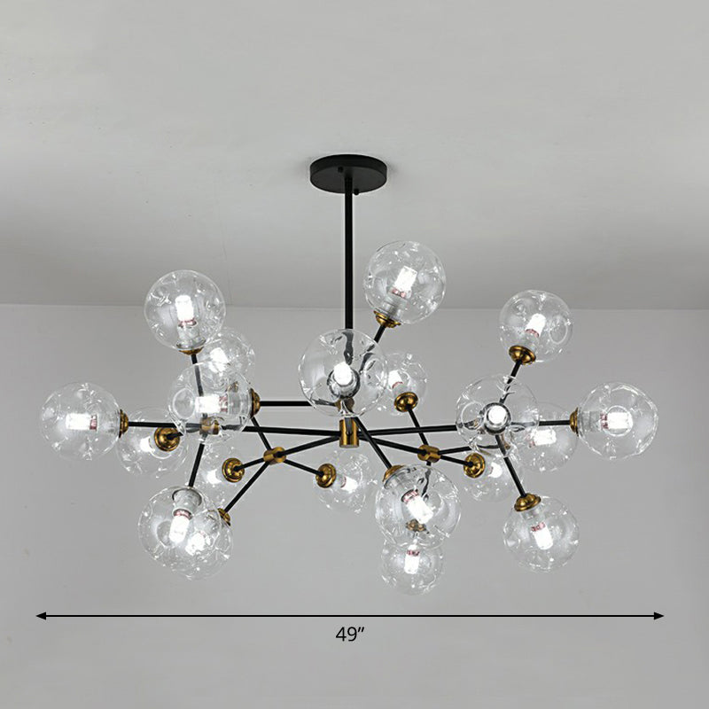 Black Nordic Glass Chandelier With Tree Branch Design For Living Room 20 / Clear