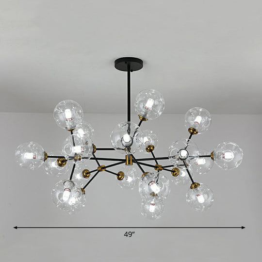 Black Nordic Glass Chandelier With Tree Branch Design For Living Room 20 / Clear