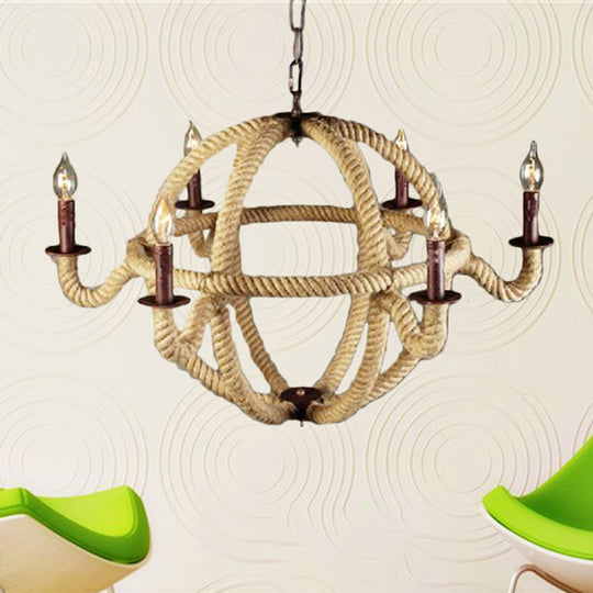 Spherical Chandelier Light Fixture With Rustic Black Finish - Antique Metal Multi-Light Farmhouse