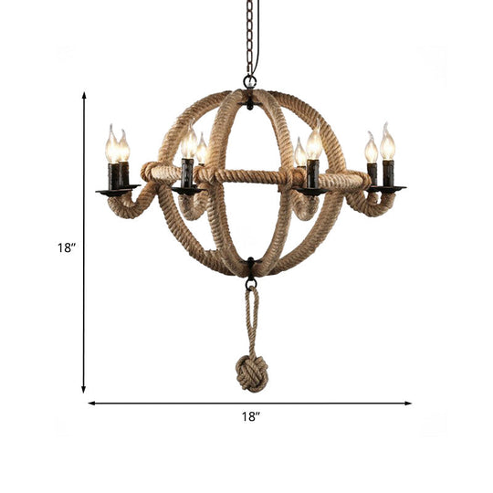 Spherical Chandelier Light Fixture With Rustic Black Finish - Antique Metal Multi-Light Farmhouse