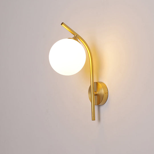 Postmodern Brass Wall Sconce: White Glass Geometric Lighting For Living Room