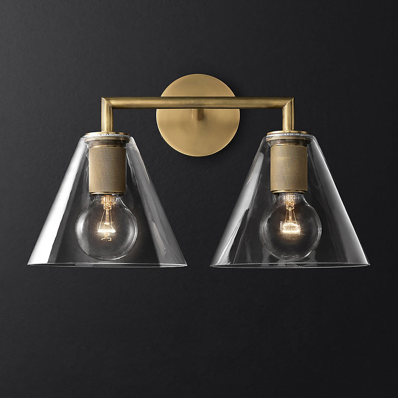 Minimalistic Brass Wall Sconce With Clear Glass For Bedside Lighting