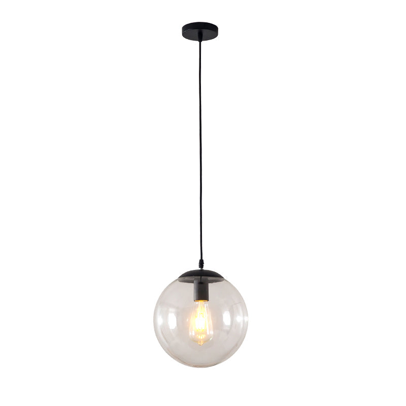 Sleek 1-Head Restaurant Pendant Lamp With Glass Sphere Shade