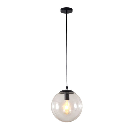 Sleek 1-Head Restaurant Pendant Lamp With Glass Sphere Shade