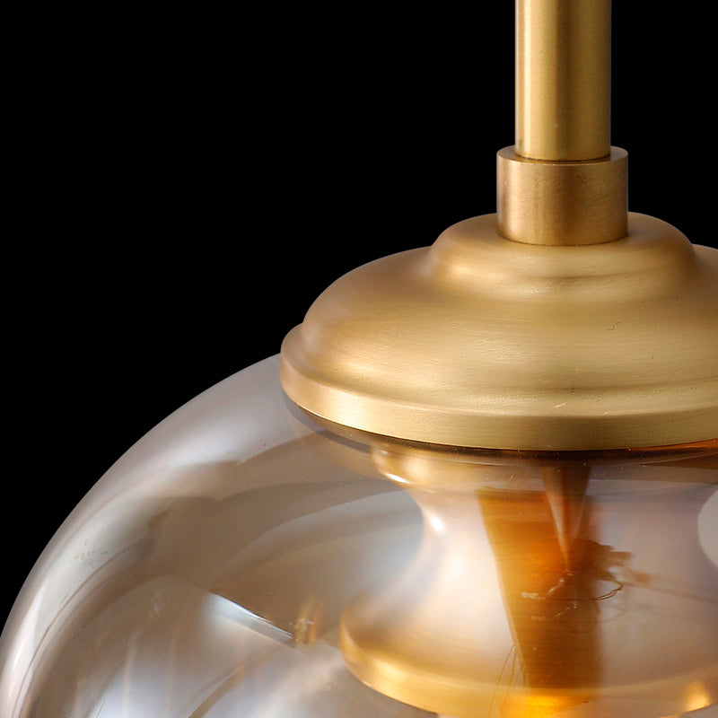 Nordic Glass Dome Pendant Light - 2-Shade 1-Light Bedside Fixture