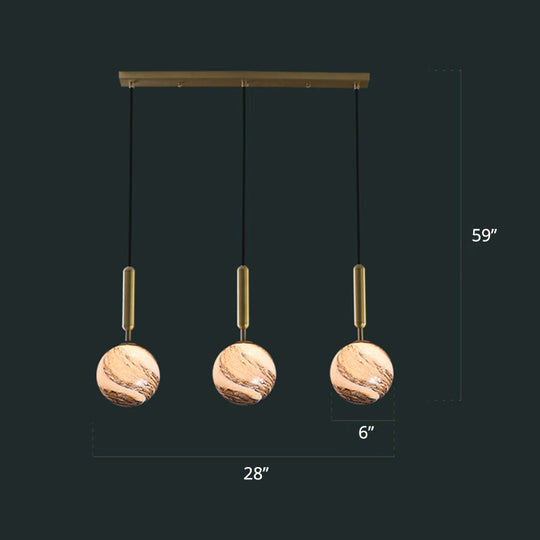 Sleek Brass Ball Pendant Light For Open Kitchen Simplicity Glass Ceiling Fixture 3 / Tan