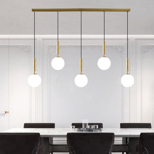 Sleek Brass Ball Pendant Light For Open Kitchen - Simplicity Glass Ceiling Fixture 5 / White