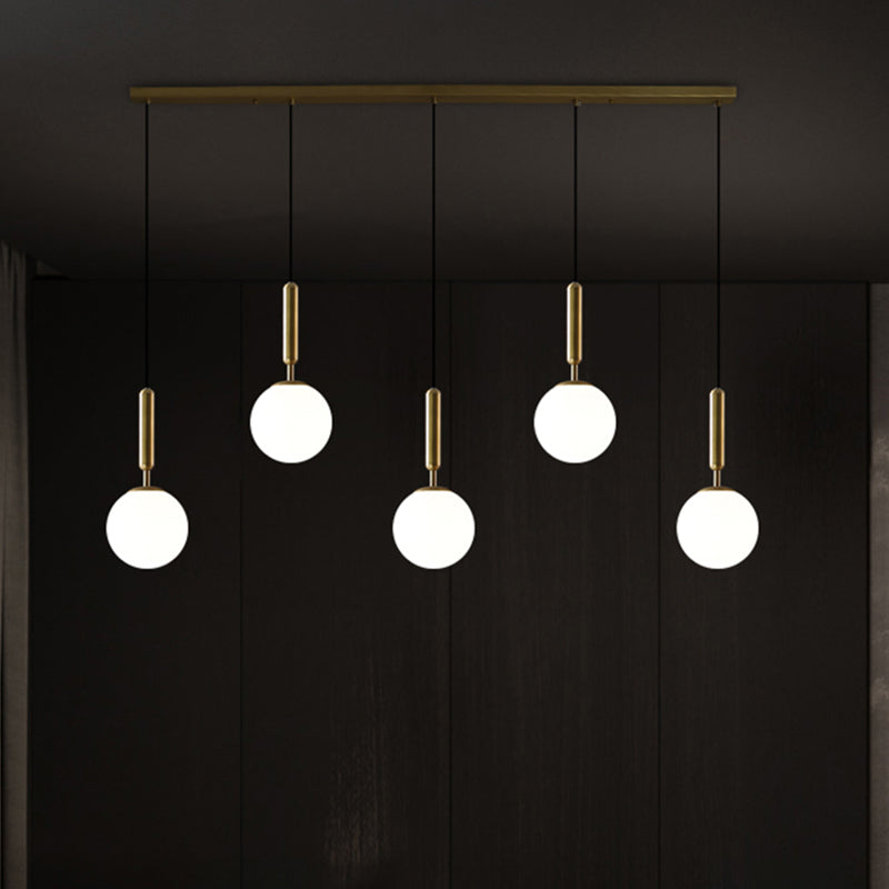 Sleek Brass Ball Pendant Light For Open Kitchen - Simplicity Glass Ceiling Fixture