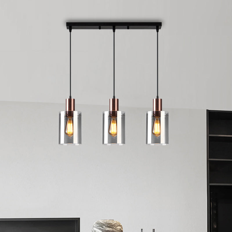Modern Rose Gold Cluster Pendant Light With Smoked Glass Ideal For Restaurants
