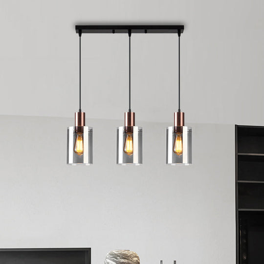 Modern Rose Gold Cluster Pendant Light With Smoked Glass Ideal For Restaurants
