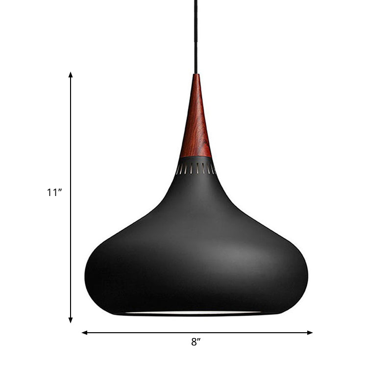 8/11/12W Teardrop Pendant Light Nordic Metal Black/White/Pink Hanging