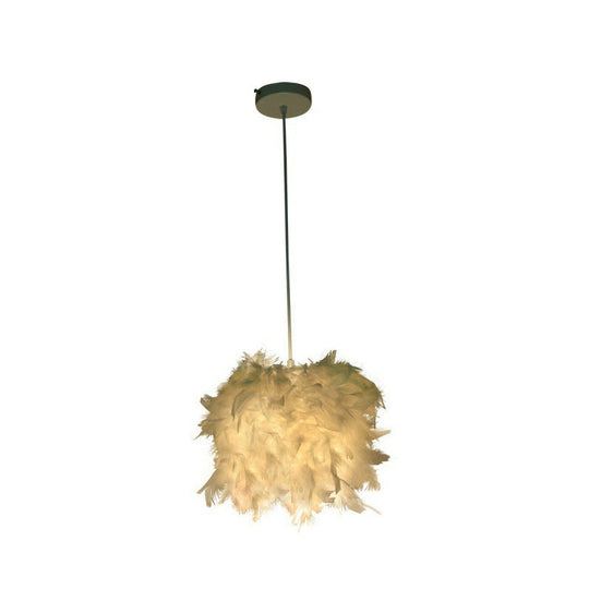 Sleek Feather Drop Pendant - Minimalist 1-Light White Hanging Light For Dining Room