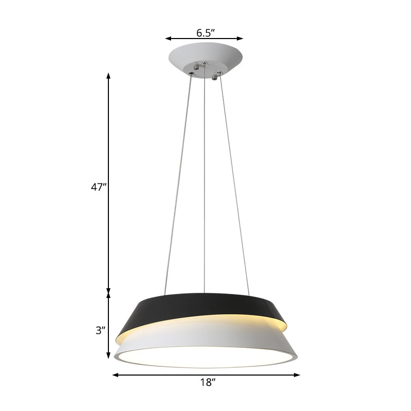 Modern Black Cone Pendant Light Kit With Acrylic Led In Warm/White