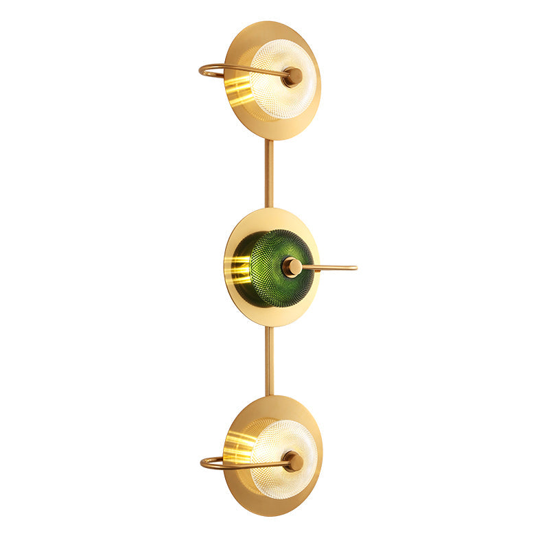 Postmodern Brushed Gold Glass Disc Wall Sconce - Mounted Lamp For Living Room
