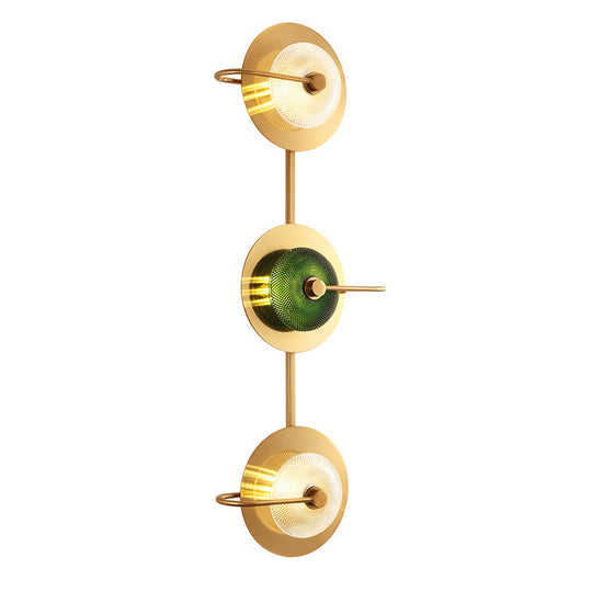 Postmodern Brushed Gold Glass Disc Wall Sconce - Mounted Lamp For Living Room