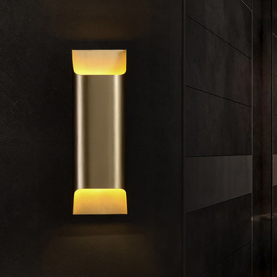 Golden Flush Wall Sconce - Modern Metal Light For Stairs