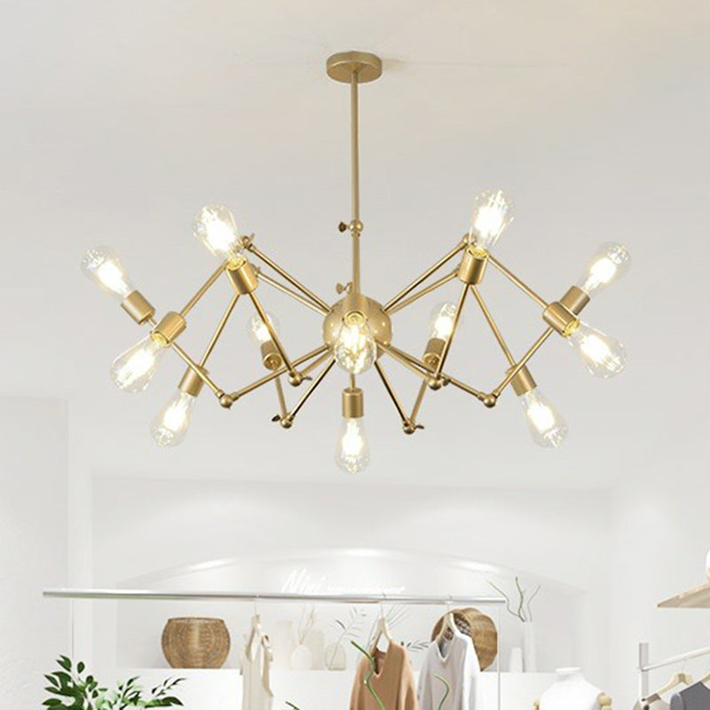 Nordic Swing Arm Pendant Chandelier With Open Bulb Design