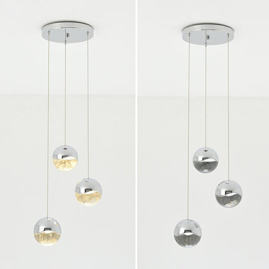 Modern Chrome Led Cluster Pendant Light With Clear Glass Globes - Ideal For Restaurants