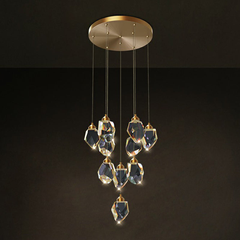 Led Multi-Pendant Gem Suspension Lighting For Dining Room Decor Clear