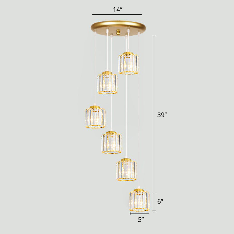 Modern Shaded Glass Multi-Light Pendant For Living Room Ceiling 6 / Gold