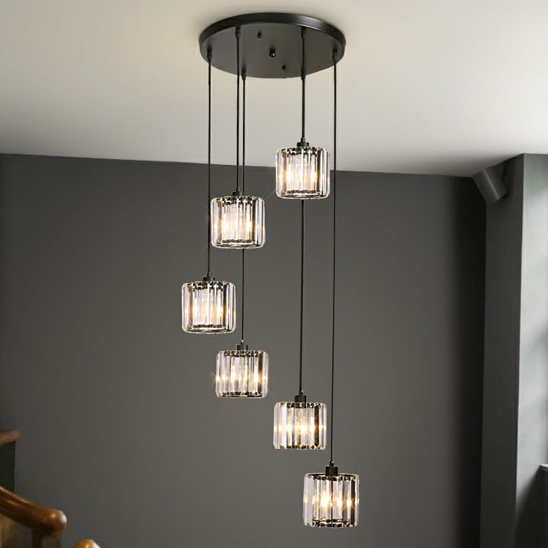 Modern Shaded Glass Multi-Light Pendant For Living Room Ceiling