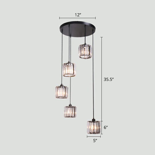 Modern Shaded Glass Multi-Light Pendant For Living Room Ceiling 5 / Black