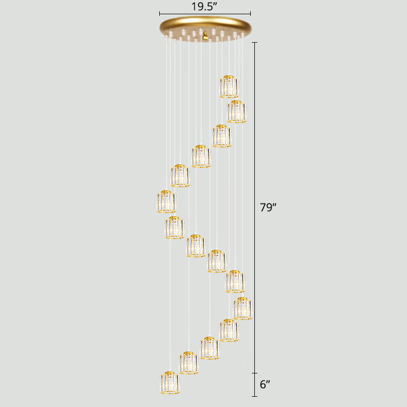 Modern Shaded Glass Multi Light Pendant Ceiling Lamp For Living Room 15 / Gold