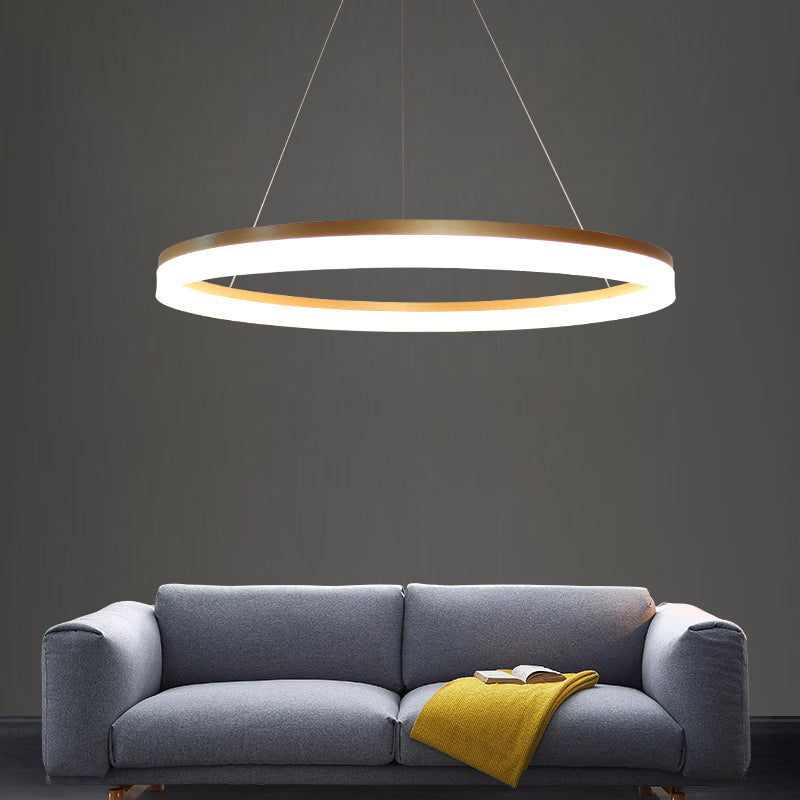 Gold Finish Led Acrylic Loop Ceiling Chandelier - Simple Style & Hanging Light For Dining Room