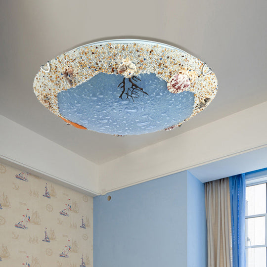 Stained Art Glass Flush Mount Lamp - Kids Style Led Ceiling Light For Bedroom