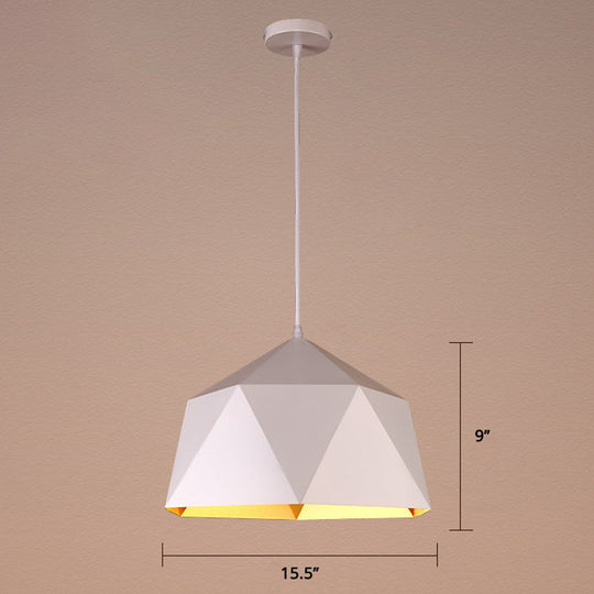 Modern Rhombus Metal Suspension Lamp - Loft Style Pendant Light Fixture For Living Room White / 15’