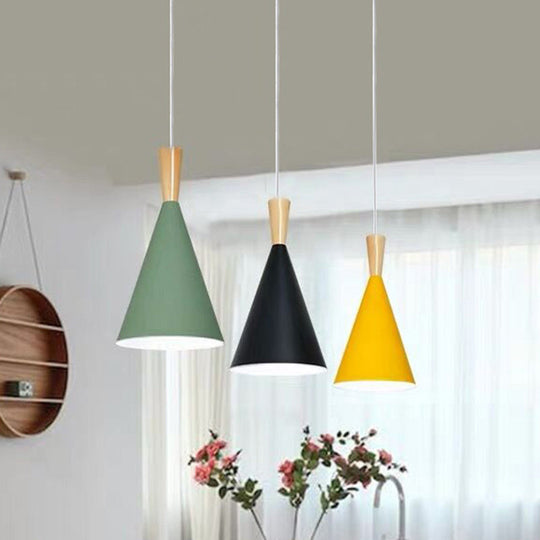 Metallic Macaron Cone Pendant - 1-Light Restaurant Lighting Fixture