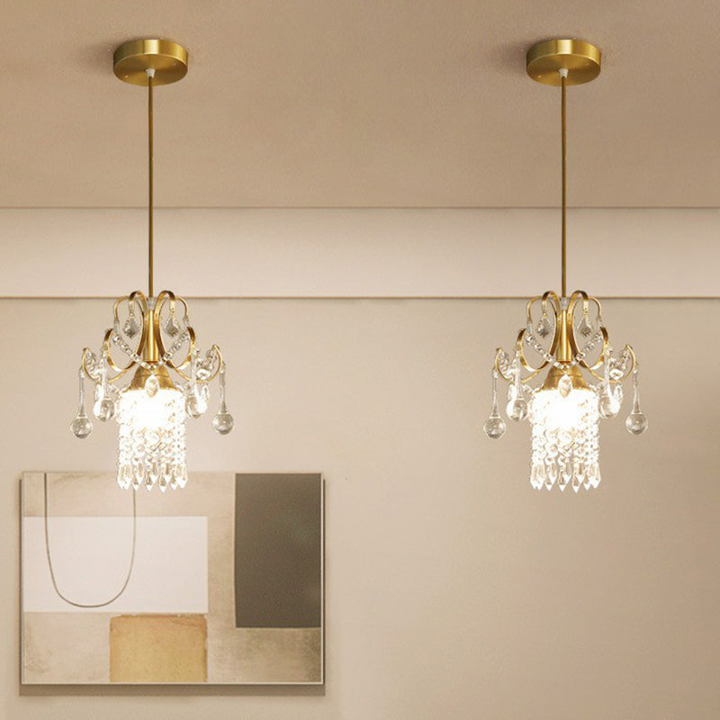 Gold Crystal Fringe Pendant Light For Dining Room - Traditional And Elegant