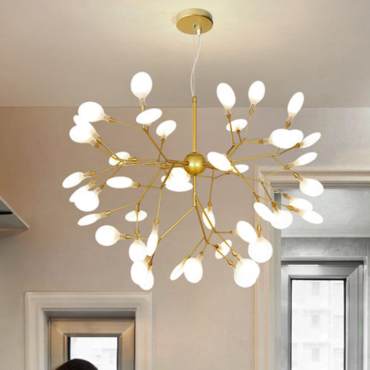 Gold Acrylic Firefly Chandelier: Nordic Style Led Pendant Lamp For Restaurants