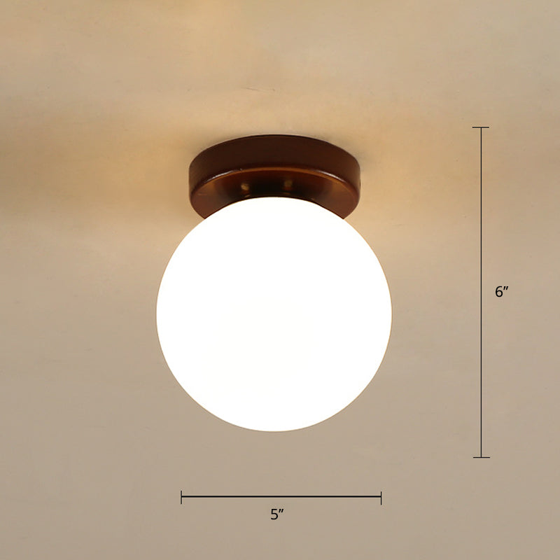 Geometric Flush Mount Ceiling Light Fixture - Modern Wooden Design (1-Light Brown) Brown / Globe