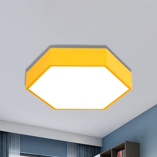 Kids’ Metal Acrylic Hexagon Flush Ceiling Light - Simple Led Lamp For Living Room
