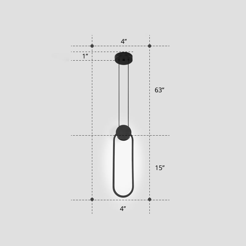 Nordic Black Circular Led Suspension Lamp - Stylish Bedroom Lighting Fixture / White Rectangle