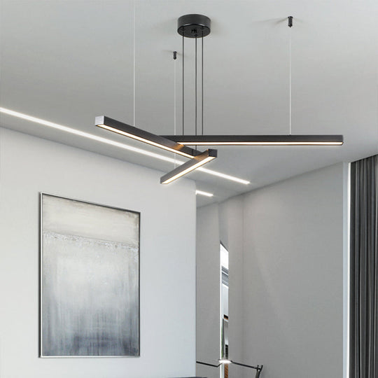 Adjustable Metal Line Art Led Pendant Lamp For Minimalist Bedroom Ceiling